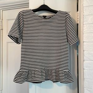 Jcrew black and white striped peplum top